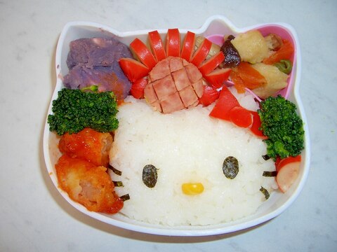 キティちゃん弁当！簡単キャラ弁